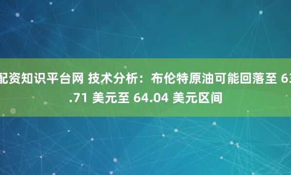 配资知识平台网 技术分析：布伦特原油可能回落至 63.71 美元至 64.04 美元区间